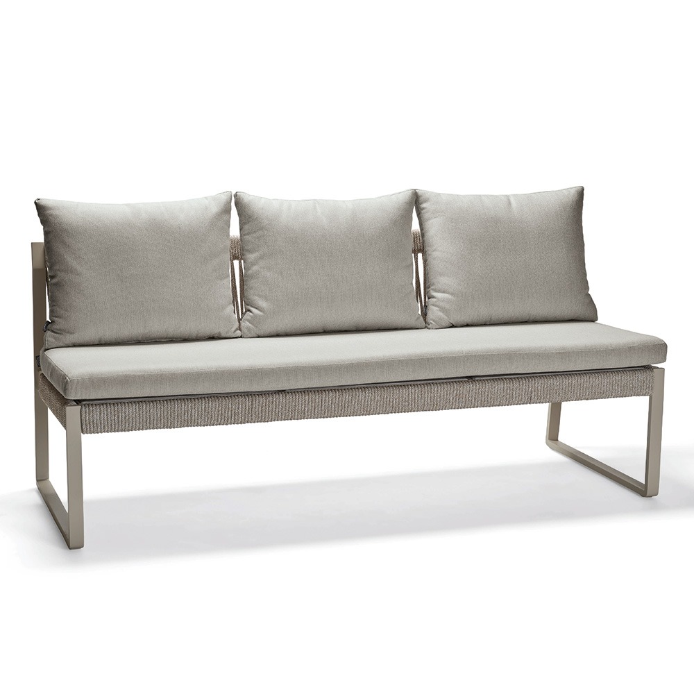 Stern Bank Tammo 3-Sitzer Aluminium greige Kordel greige Kissenset 100% Polyacryl Macchiato