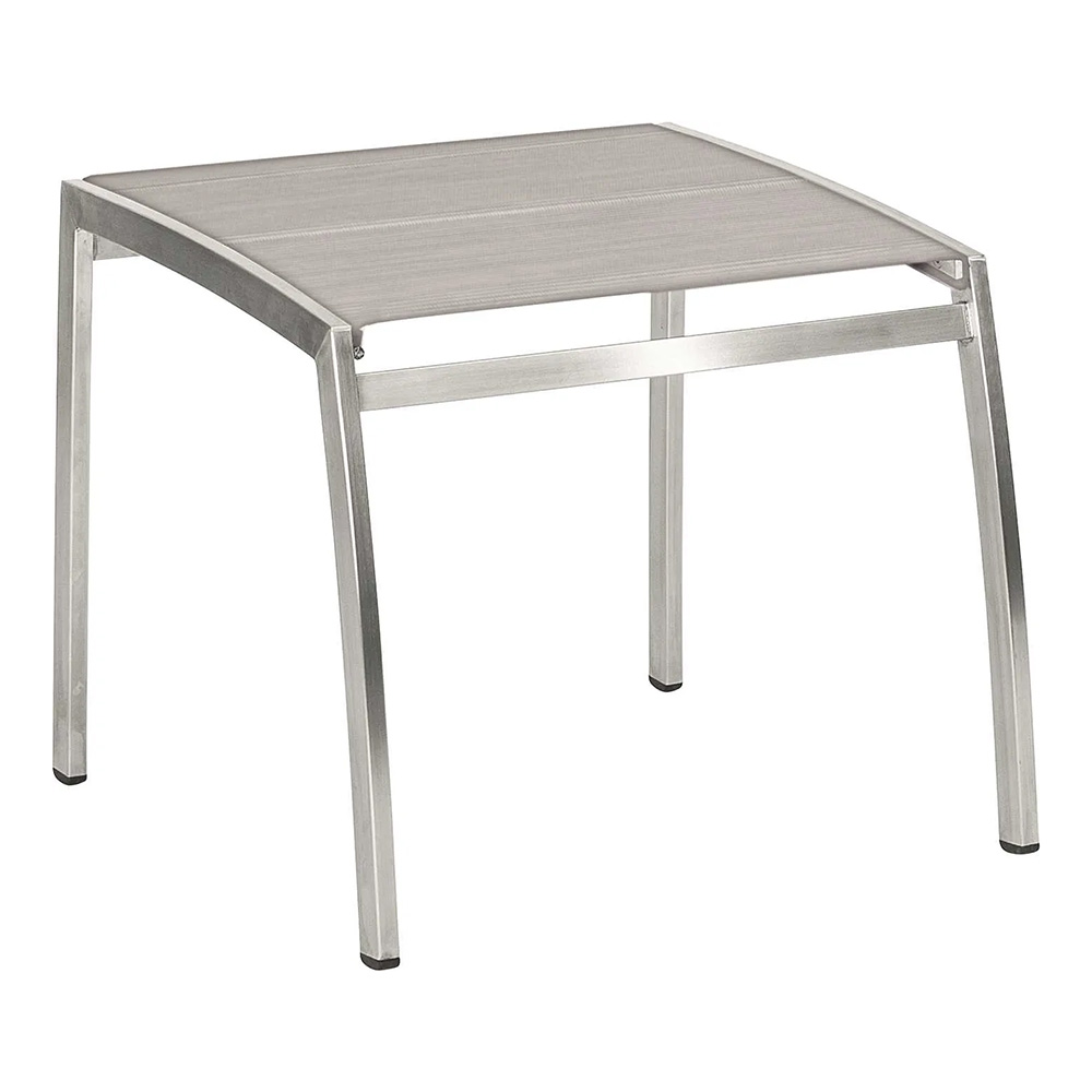 Stern Fußhocker Cardiff Edelstahl mit Bezug Textilen silber gepolstert