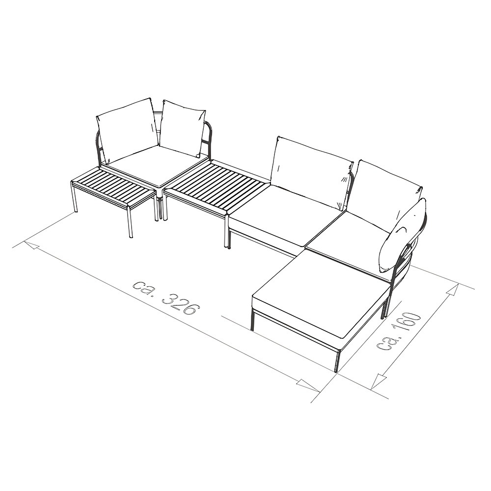 Stern Coco Loungeset greige 6-teilig Kissen Vanilla 100% Polyacril mit 2 Coco Beistelltische