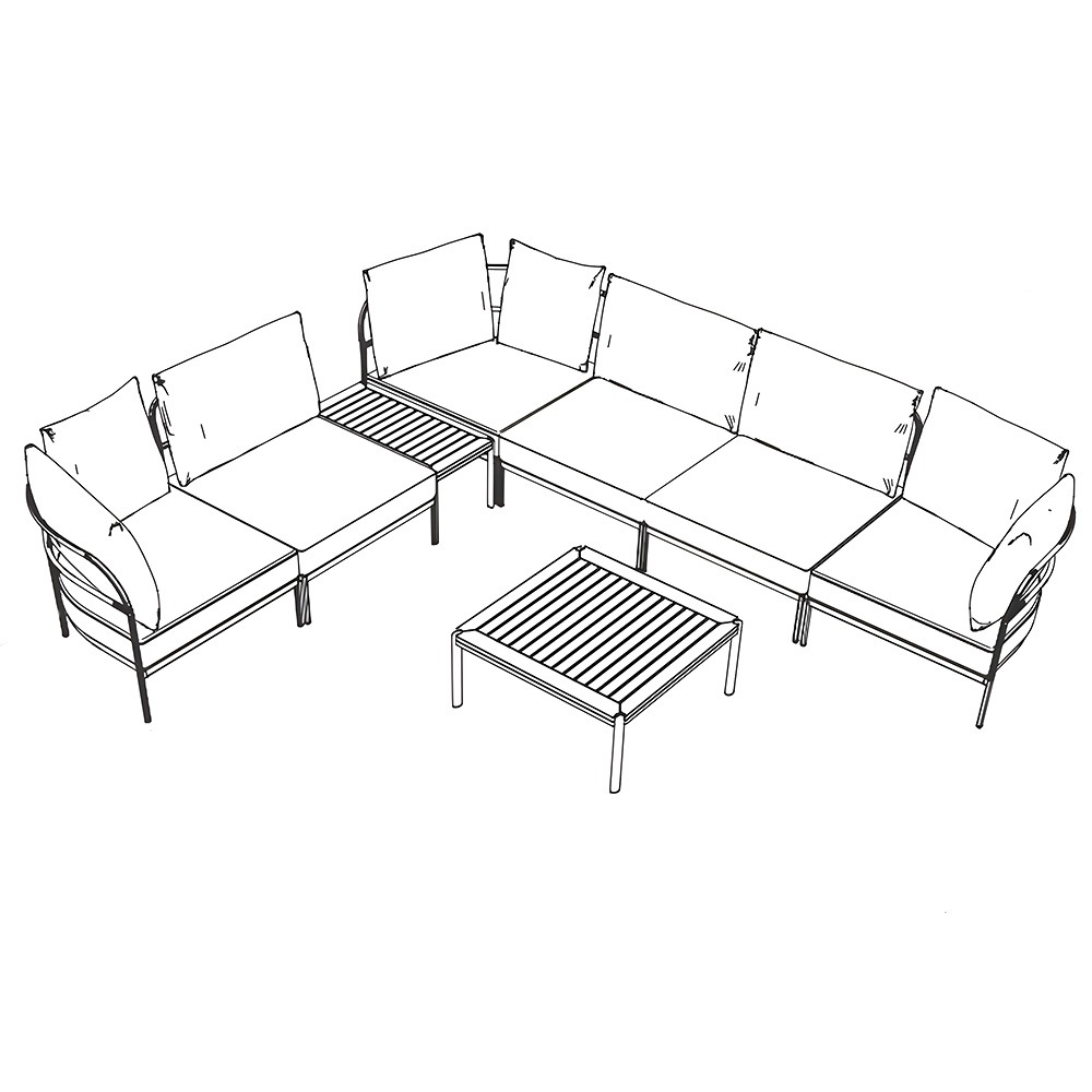 Stern Coco Loungeset greige 8-teilig Kissen Vanilla 100% Polyacril mit 2 Coco Beistelltische