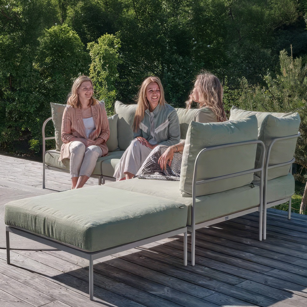 Stern Coco Loungeset greige 5-teilig Kissen Salbei 100% Polyacril
