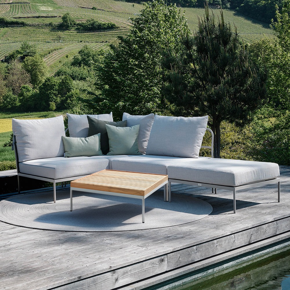 Stern Coco Loungeset greige 5-teilig Kissen Vanilla 100% Polyacril mit Coco Beistelltisch