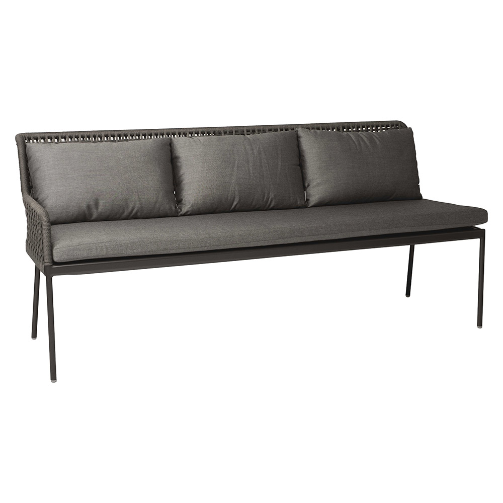 Stern Dining-Set Greta Ecke rechts Alum. anthrazit Kordel platin/Kissen 100% Polyacryl seidengrau
