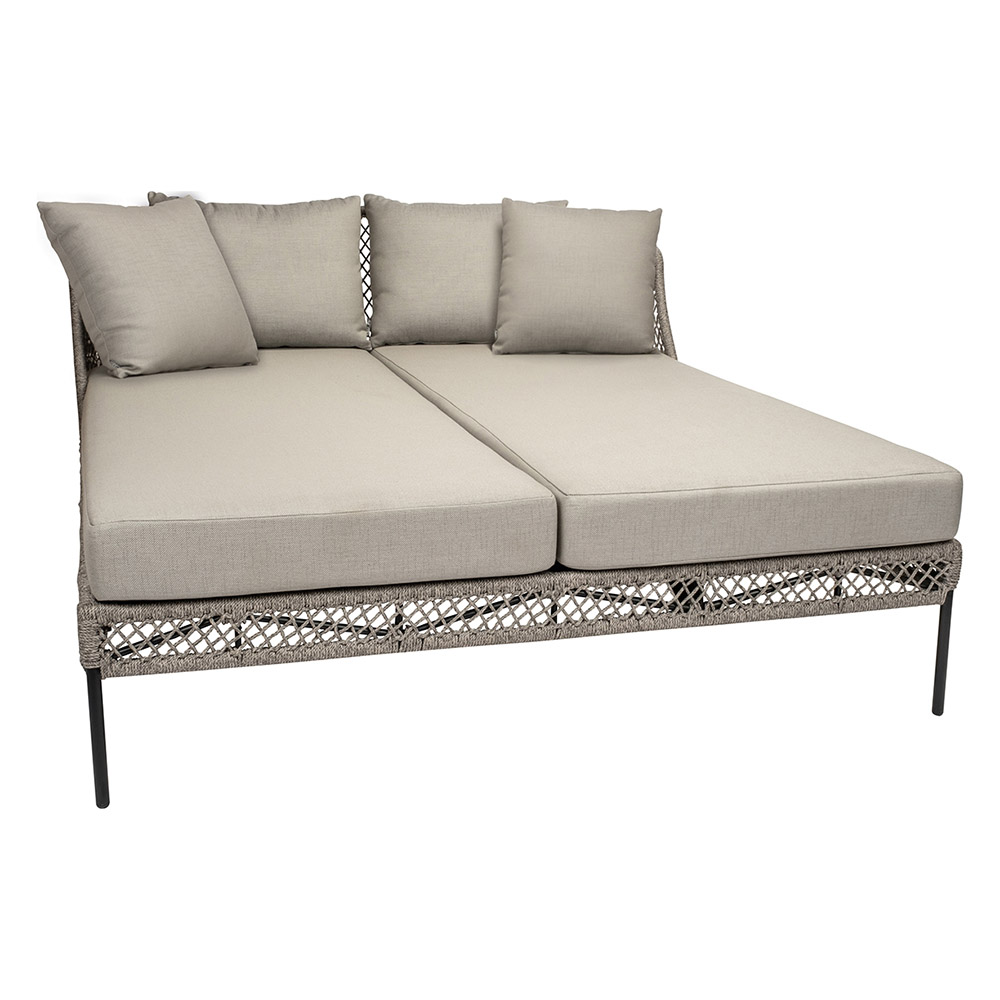Stern Doppelliege Odea Aluminium schwarz matt Kordel salt Kissen Outdoorstoff cream