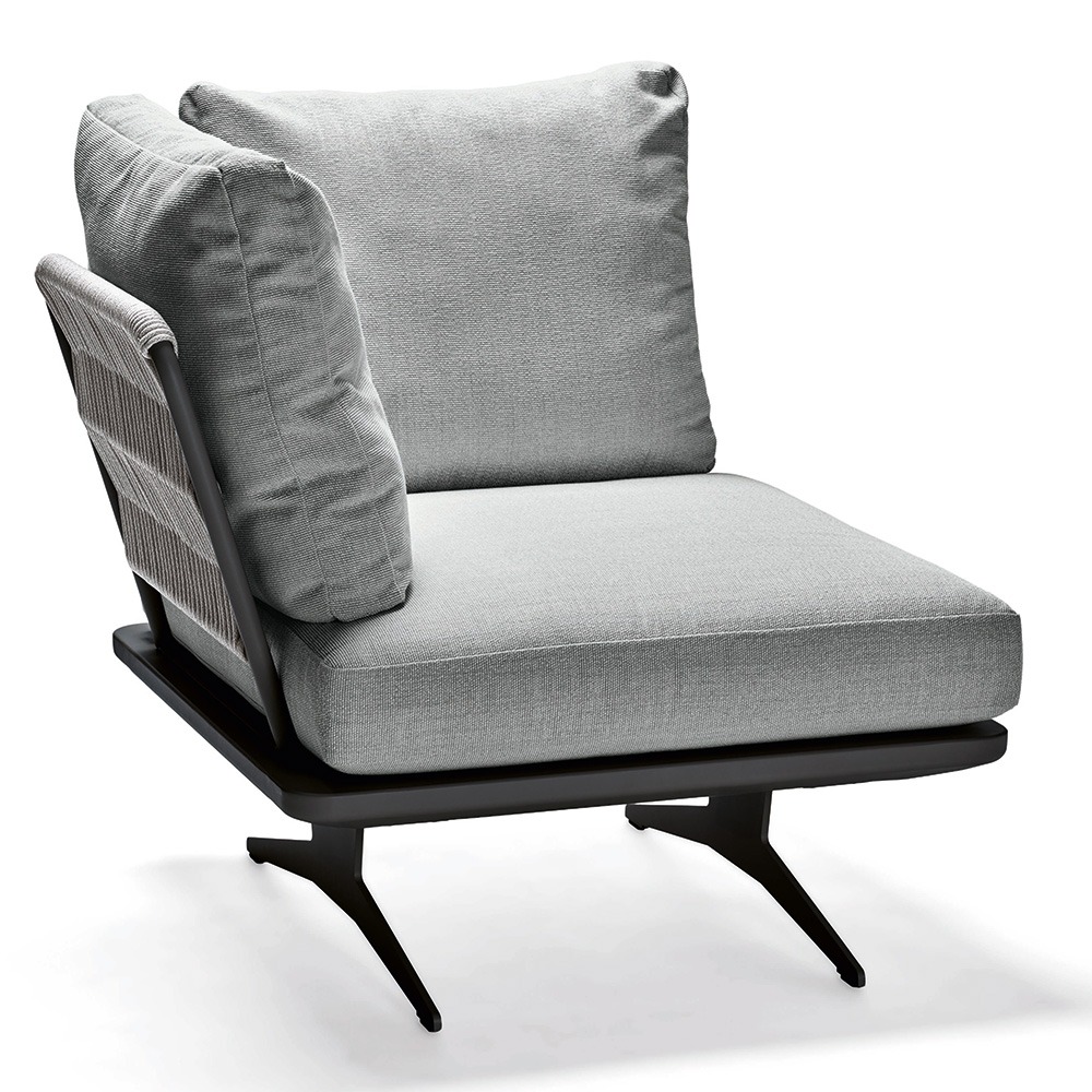 Stern Eckelement Enya Lounge Aluminium anthrazit matt Rückenteile Kordel Stone Kissen 100% Polyacryl granitgrau