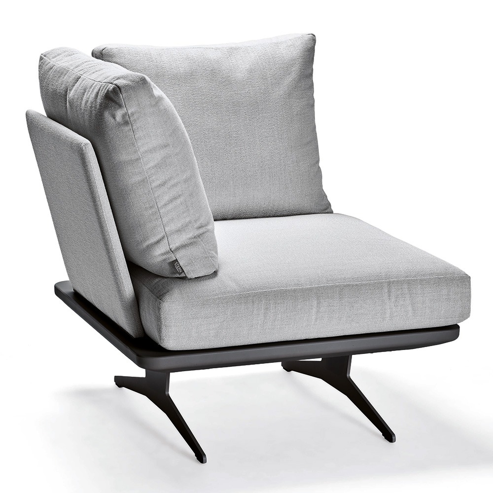 Stern Eckelement Enya Lounge Aluminium anthrazit matt Rückenteile perlgrau Kissen 100% Polyacryl perlgrau