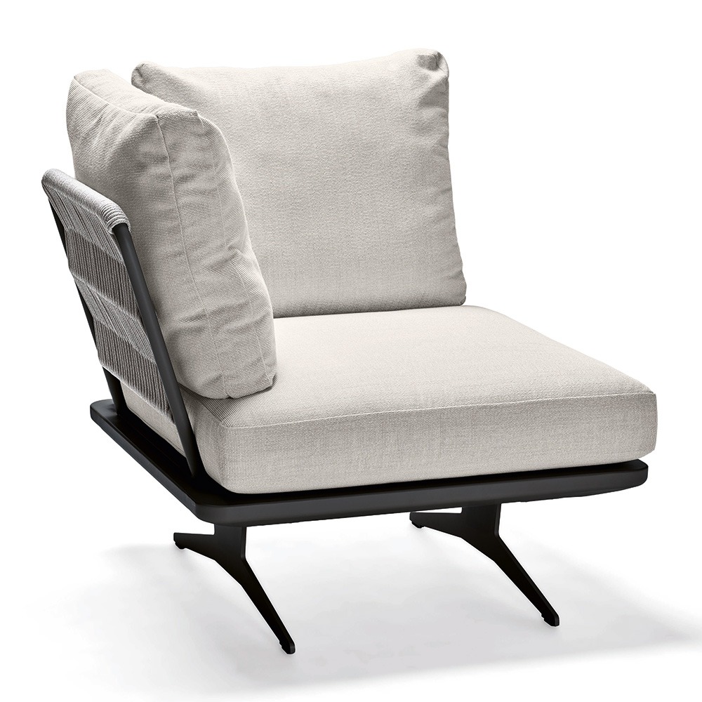 Stern Eckelement Enya Lounge Aluminium anthrazit matt Rückenteile Kordel Stone Kissen 100% Polyacryl perlgrau