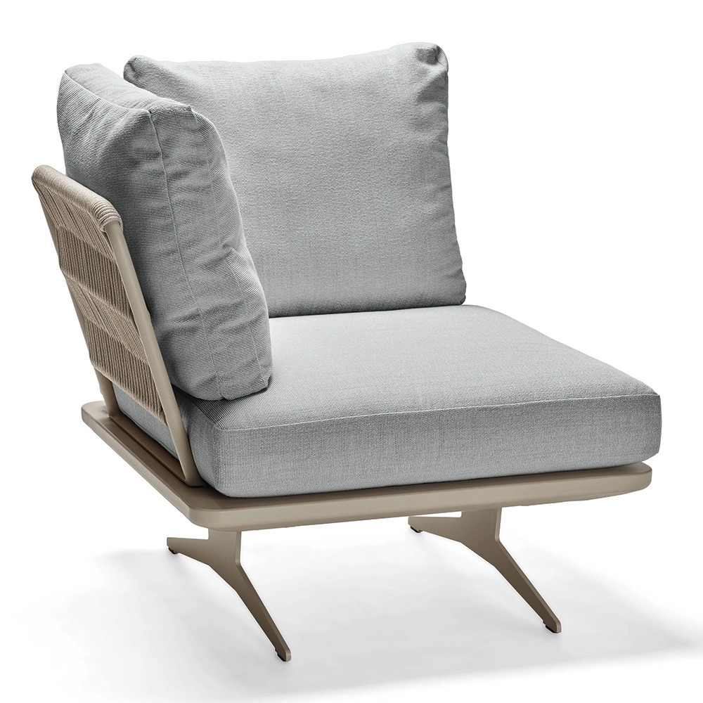 Stern Eckelement Enya Lounge Aluminium greige Rückenteil Kordel greige Kissen 100% Polyacryl granitgrau