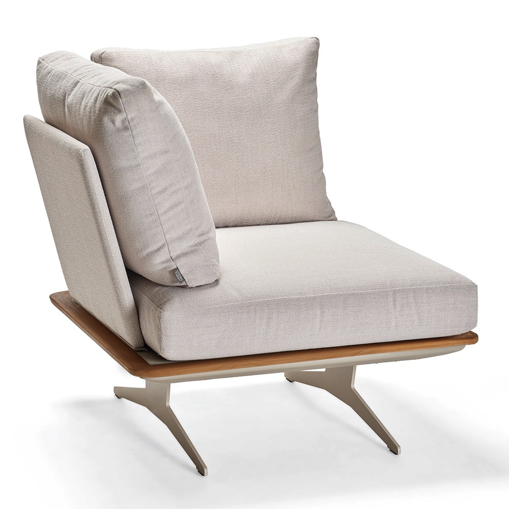 Stern Eckelement Enya Lounge Aluminium greige Teakrahmen FSC®-zertifiziert Rückenteile Vanilla Kissen 100% Polyacryl Vanilla