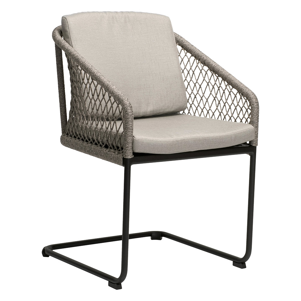 Stern Freischwingersessel Odea Aluminium schwarz matt Kordel salt Kissen 100% Polyacryl cream