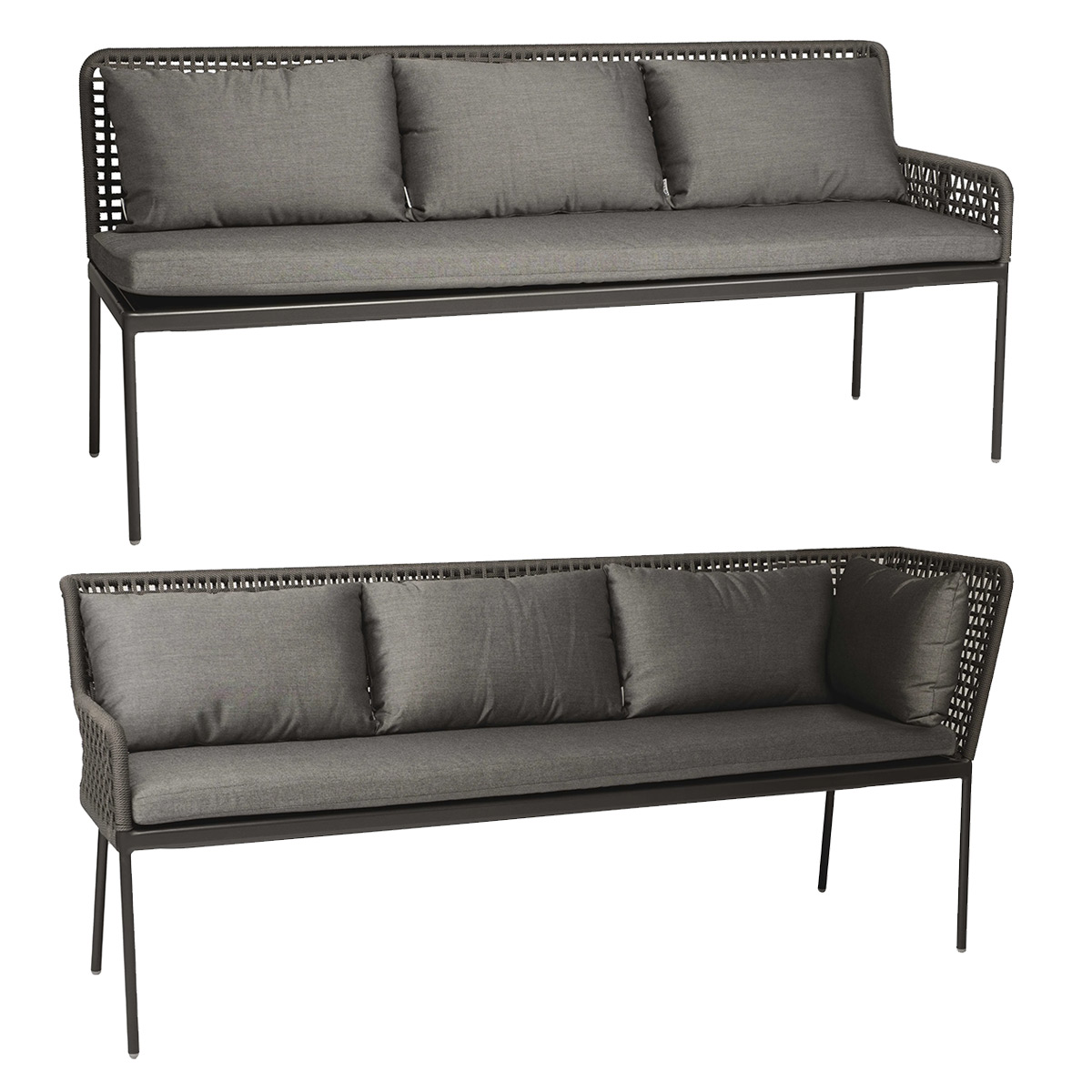 Stern Dining-Set GRETA Ecke links, Alu anthrazit mit Kordel platin, inkl. Kissen