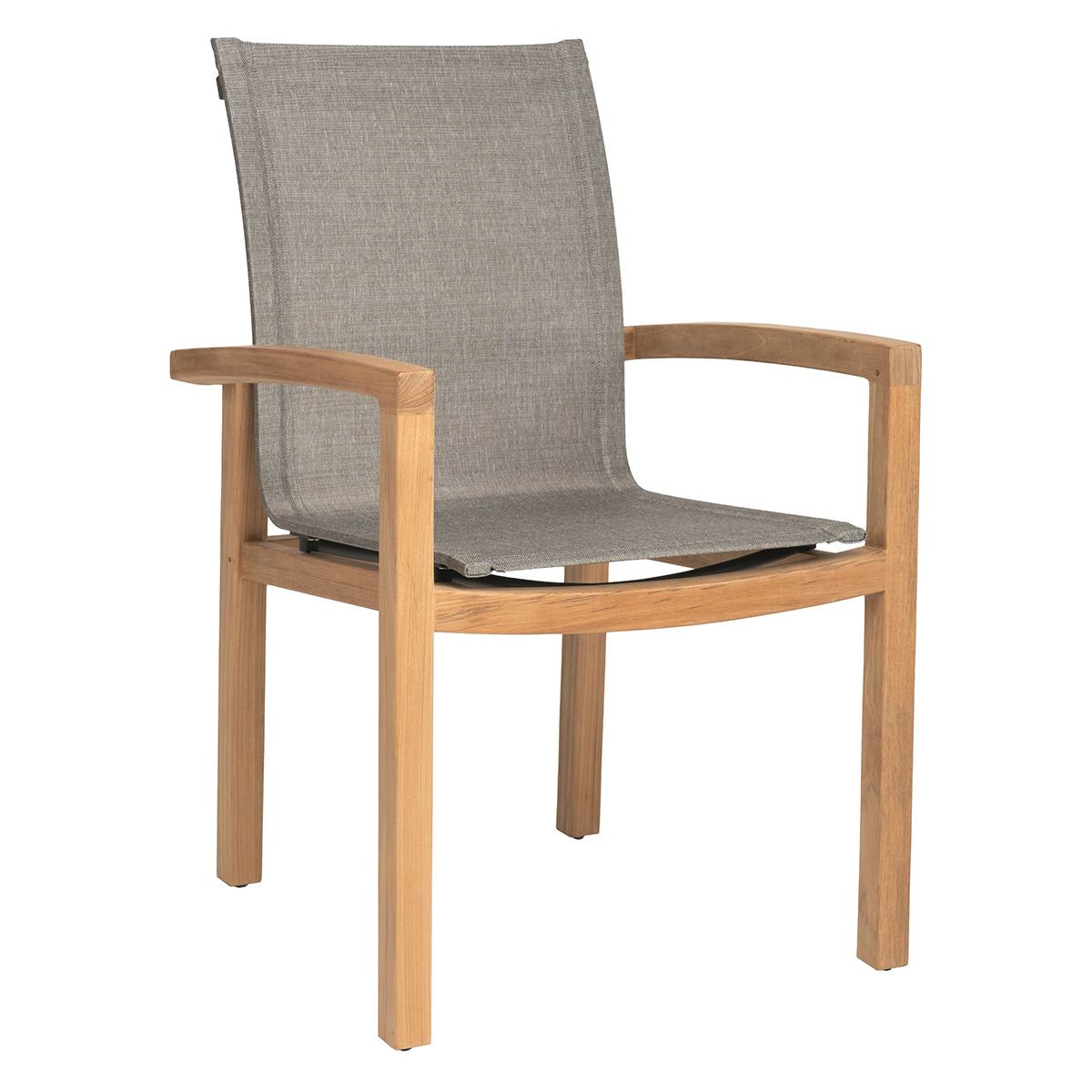 Stern Dining-Sessel Leah Teak mit Bezug Textilen Leinen grau