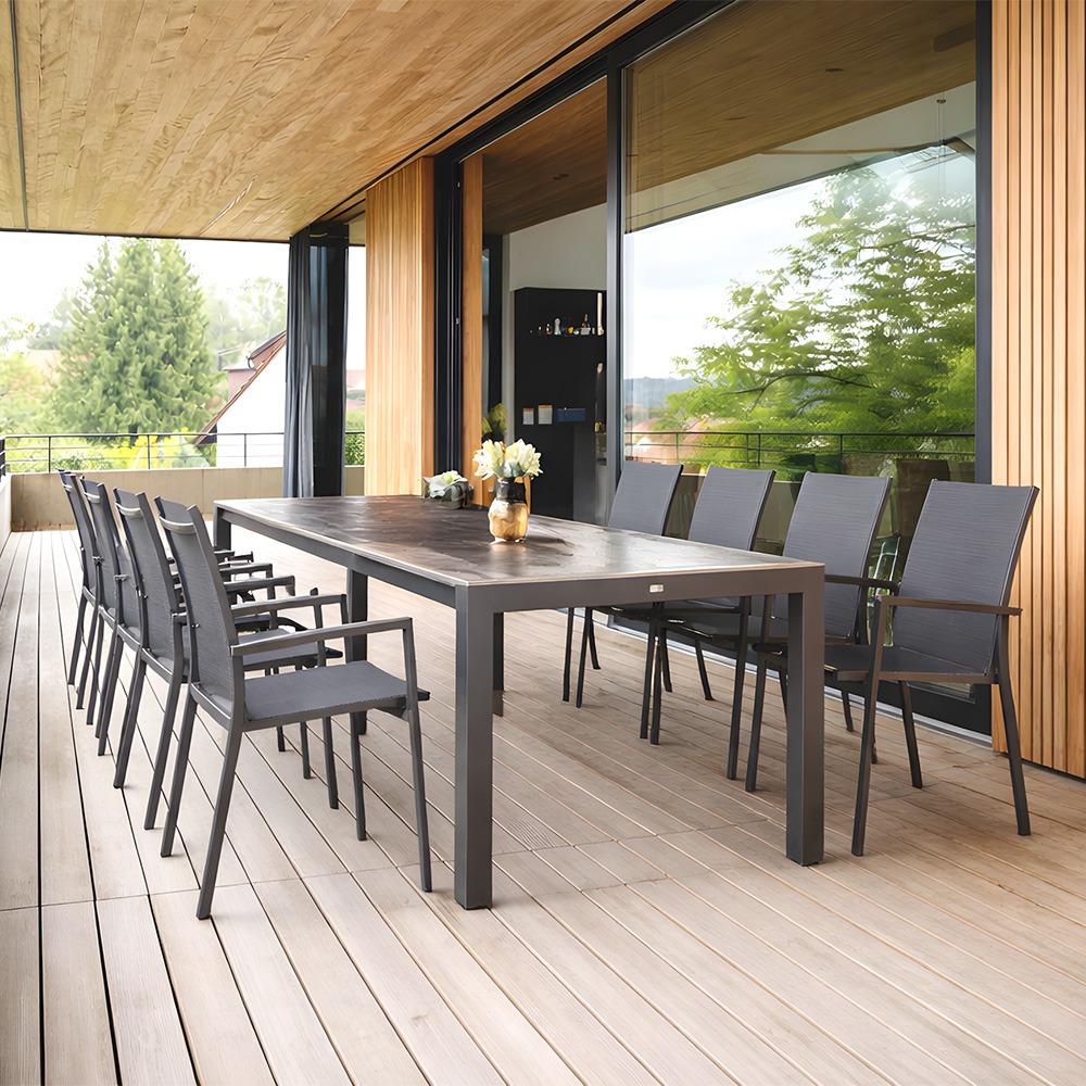Stern Gartenmöbel Set 8x New Levanto anthrazit mit Ausziehtisch 214 (294) Slate