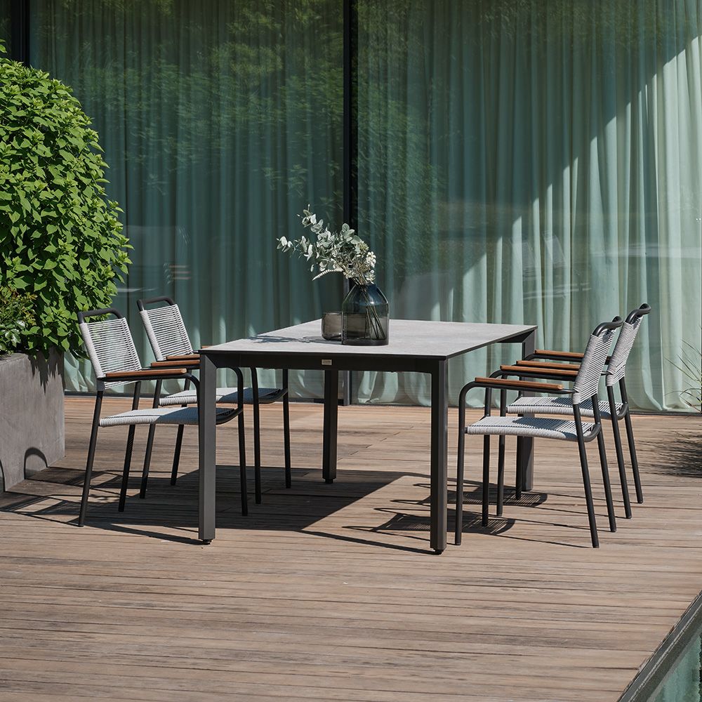 Stern Gartenmöbel-Set Joris anthrazit mit Tisch Alu anthrazit Penta 160x90 cm Tischplatte Quartz