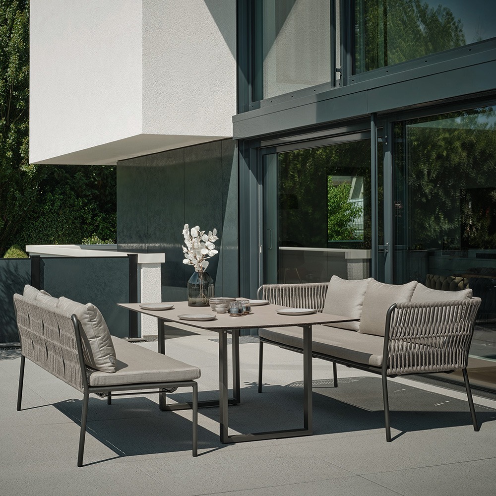 Stern Dining Gartenmöbel-Set Marla 3-teilig anthrazit mit Kordel salt Kissen graubraun