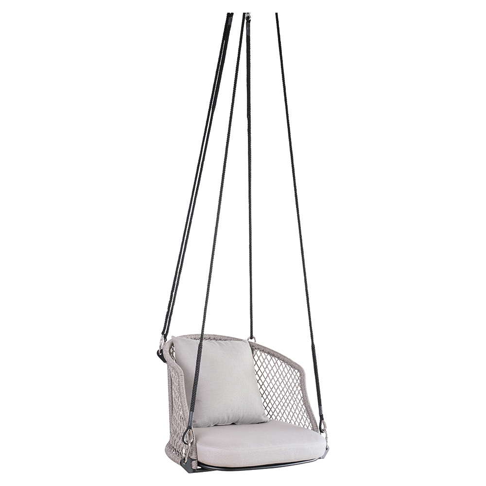 Stern Hängesessel Odea Aluminium schwarz matt/Kordel salt/Kissen Outdoorstoff cream