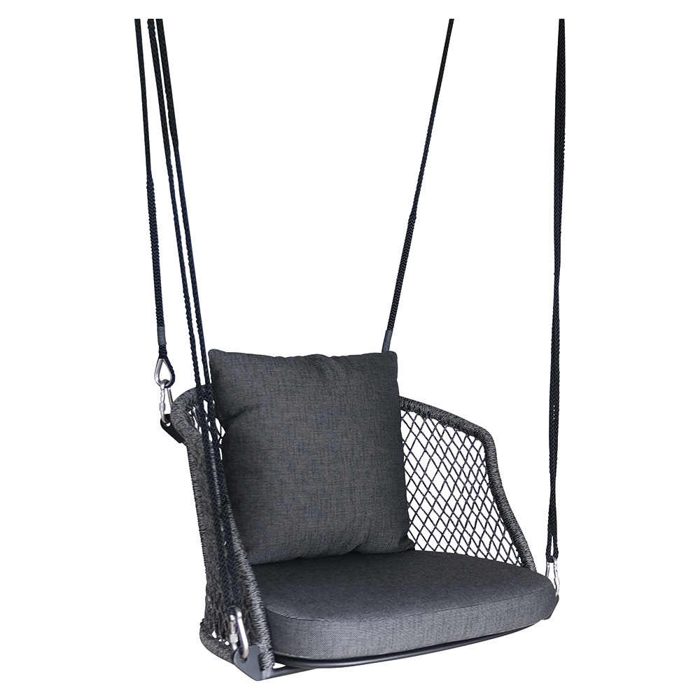Stern Hängesessel Odea Aluminium schwarz matt/Kordel pepper/Kissen Outdoorstoff seidenschwarz