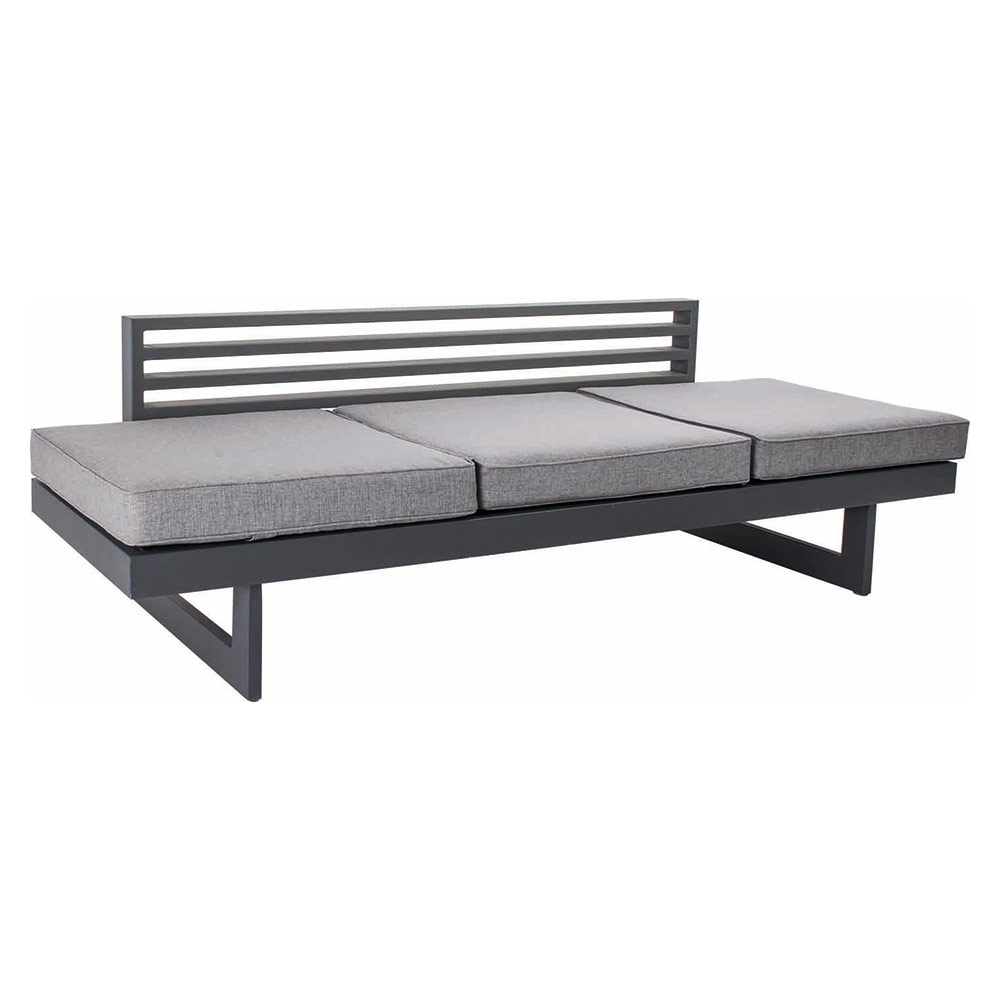 Stern HOLLY LOUNGE Bank/Liege Aluminium anthrazit matt mit Auflage seidengrau, Textilen karbon, 100% Polyacryl mit Reißverschluss, Kopfstütze an beiden Seiten verstellbar