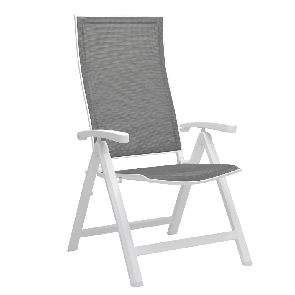 Stern Klappsessel Kari Aluminium weiß mit Bezug Textilen silber/Aluminiumarmlehnen weiß