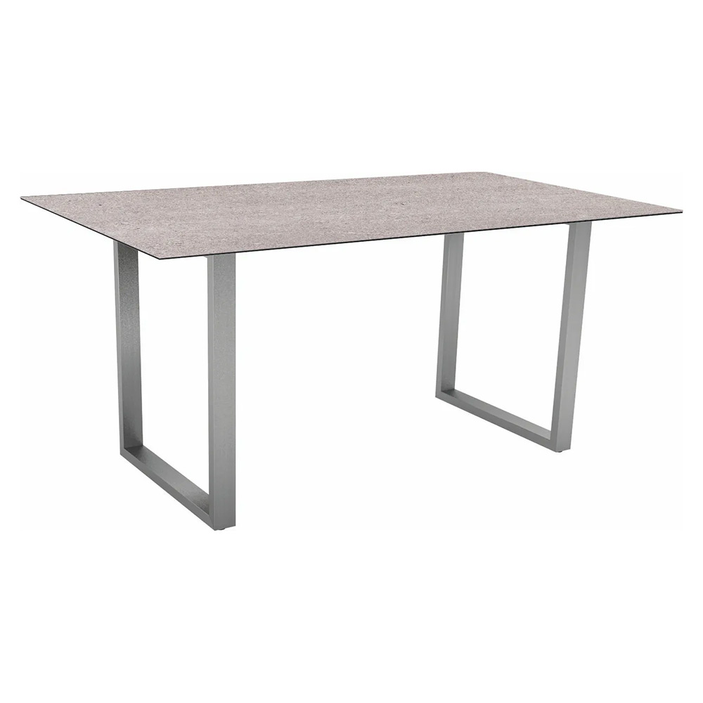 Stern Kufentisch 160x90 cm Edelstahl Tischplatte Silverstar 2.0 Stone light