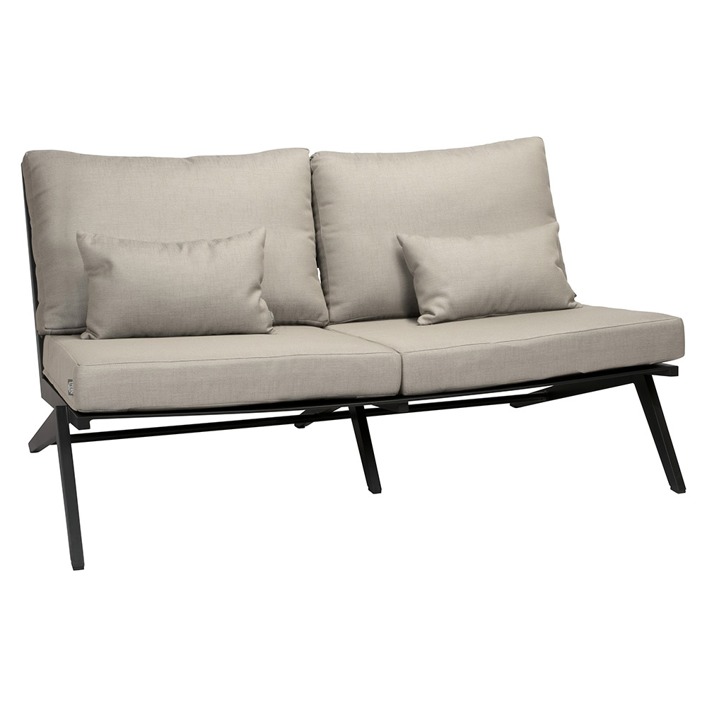 Stern Lounge-Sofa 2-Sitzer Jackie Aluminium schwarz matt Kissen 100% Polyacryl cream