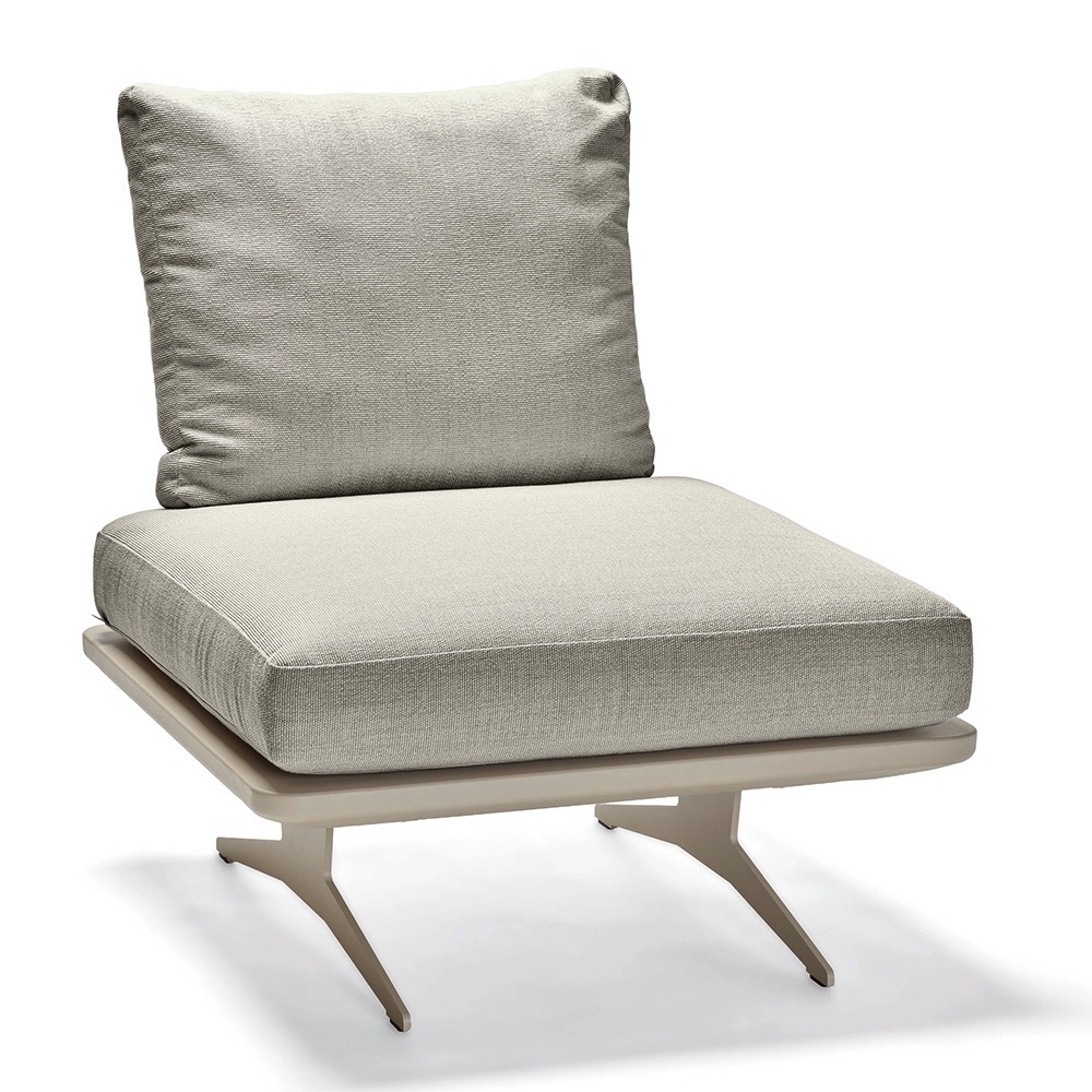 Stern Mittelelement Enya Lounge Aluminium greige Rückenteil Kordel greige Kissen 100% Polyacryl Macchiato
