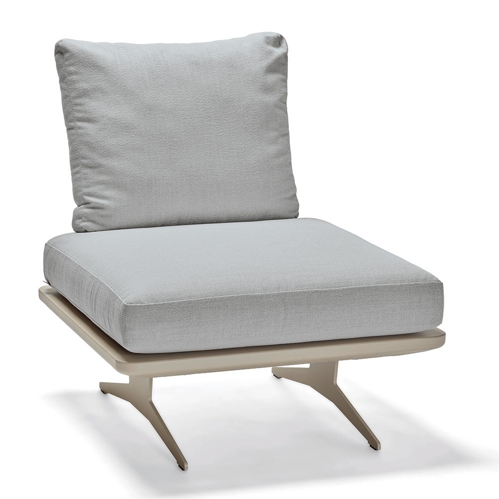 Stern Mittelelement Enya Lounge Aluminium greige Rückenteil Kordel greige Kissen 100% Polyacryl perlgrau