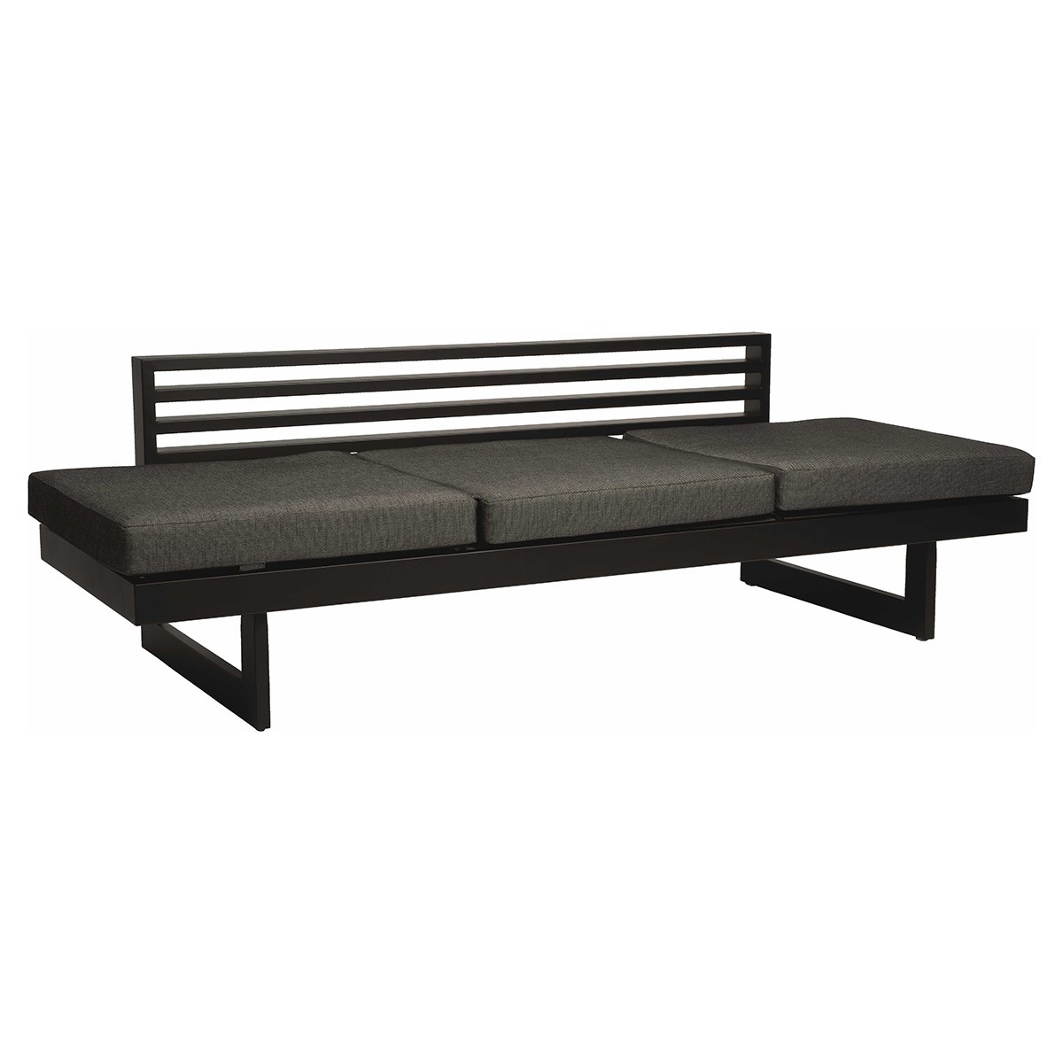 Stern NEW HOLLY Bank/Liege Aluminium schwarz matt mit Auflage seidenschwarz aus 100 % Polyacryl schnell trocknender Schaumstoff