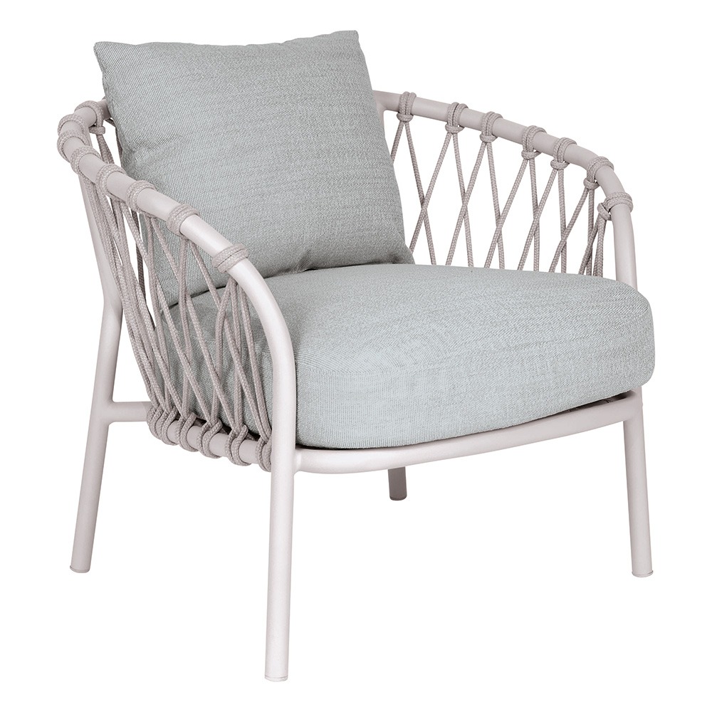 Stern Lounge Sessel Klea Aluminium greige Kordel greige Kissenset 100% Polyacryl perlgrau