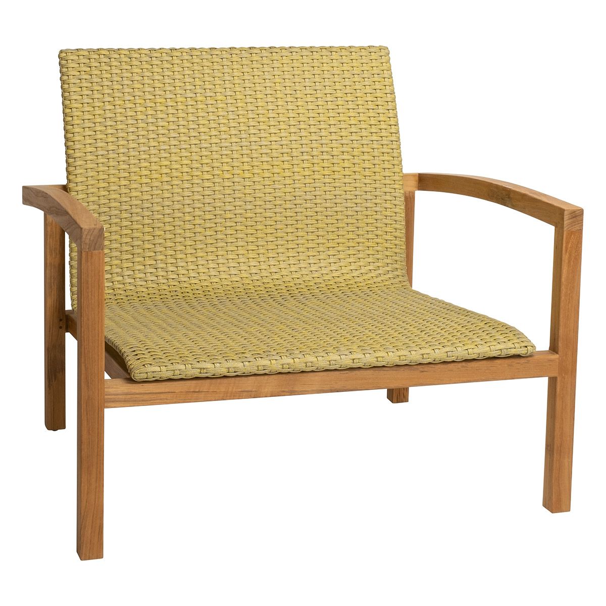 Stern Lounge-Sessel Leah Teak mit Kordel gelb