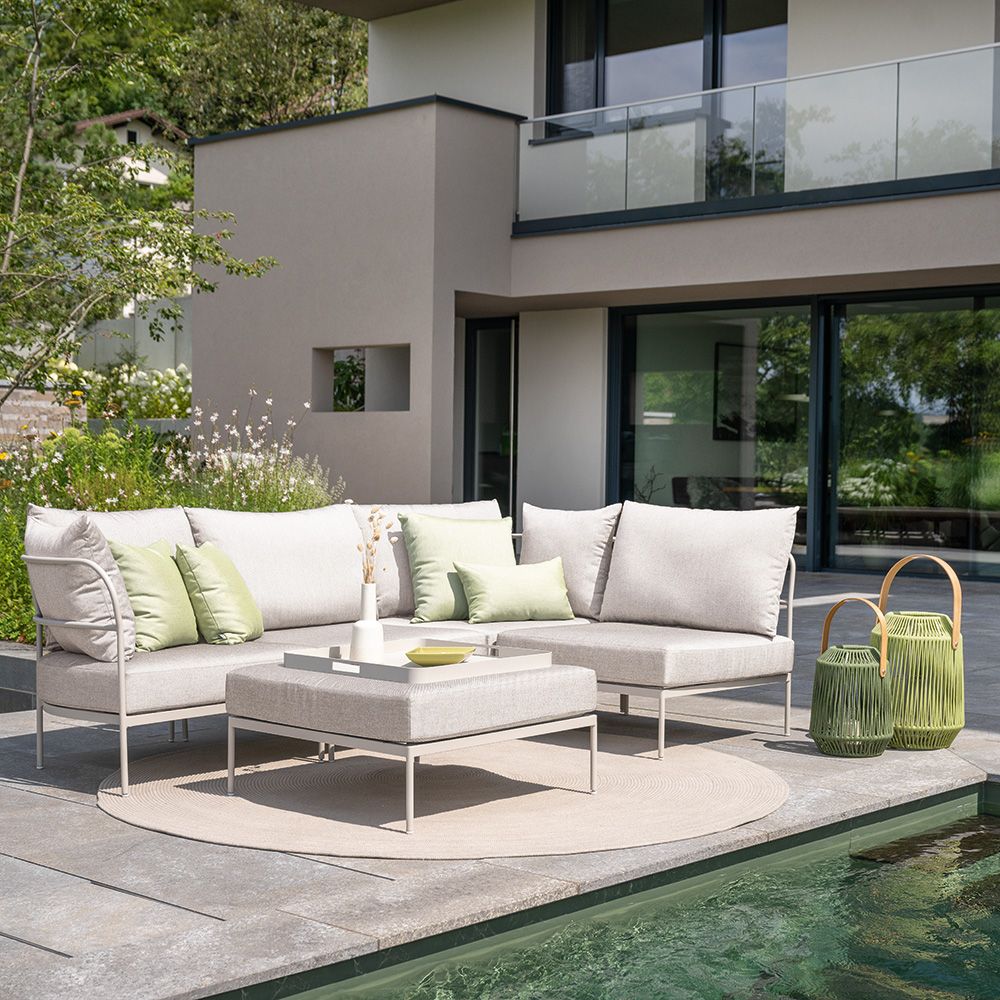 Stern Loungemöbel Set 5-teilig Coco Lounge Alu greige Kissen Vanilla