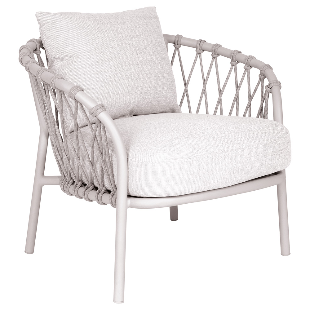 Stern Sessel Klea Lounge Aluminium greige Kordel greige Kissenset 100% Polyacryl Vanilla