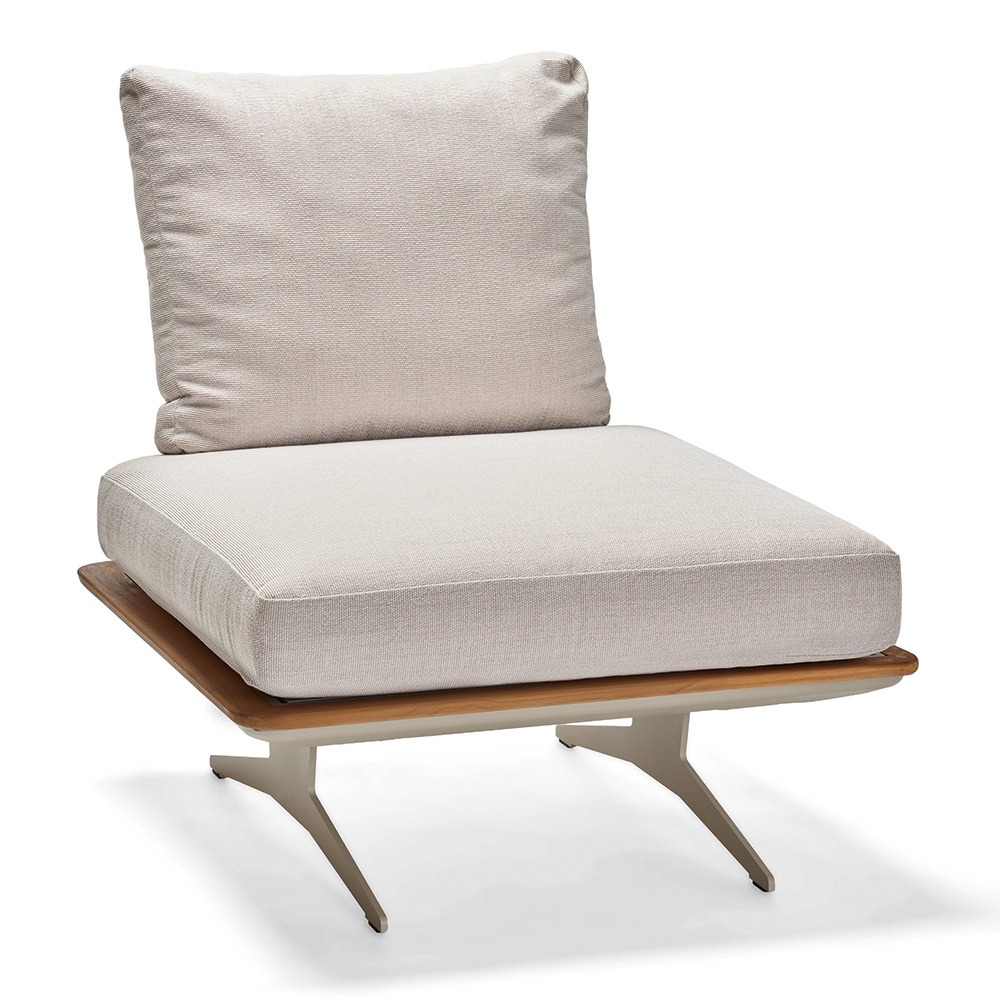Stern Mittelelement Enya Lounge Aluminium greige Teakrahmen FSC®-zertifiziert Rückenteile Vanilla Kissen 100% Polyacryl Vanilla