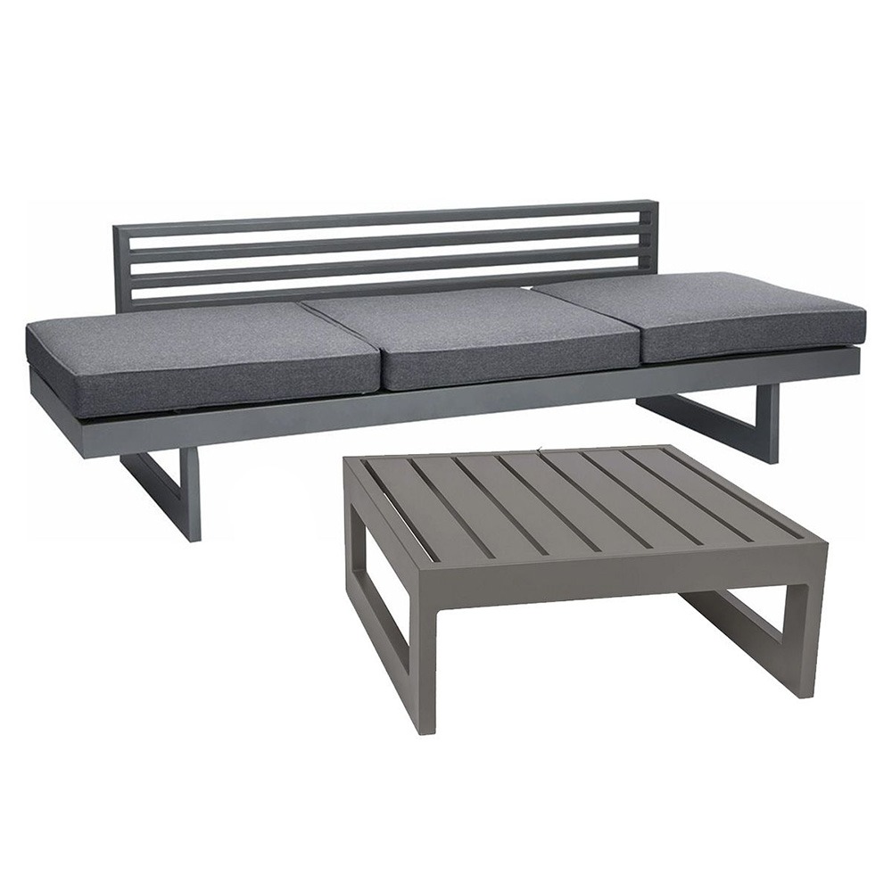 Stern NEW HOLLY Bank/Liege Aluminium graphit mit NEW HOLLY Beistelltisch/Hocker graphit