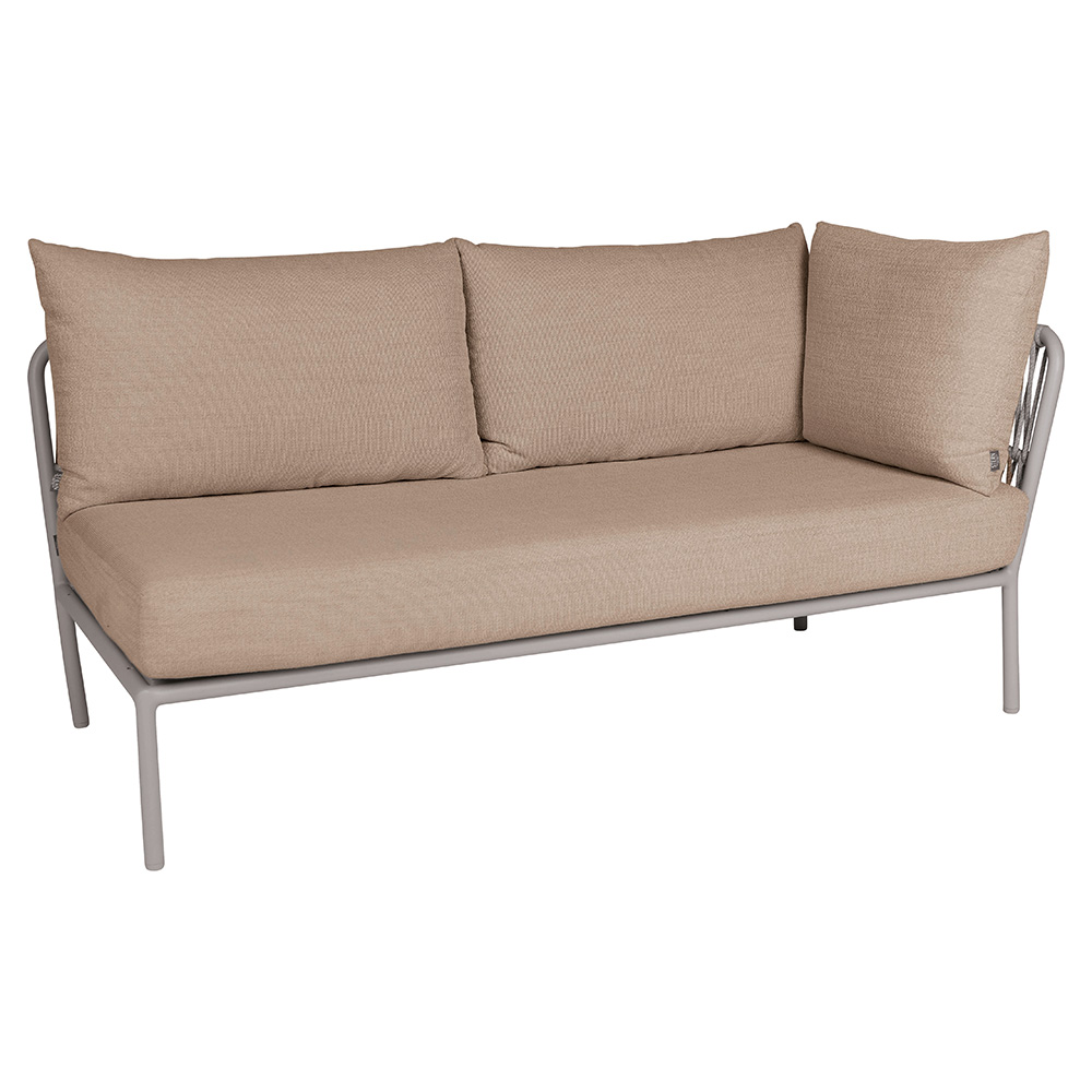 Stern Element Romy Lounge 2-Sitzer Armlehne links Aluminium greige Kissen 100% Polyacryl Muskat