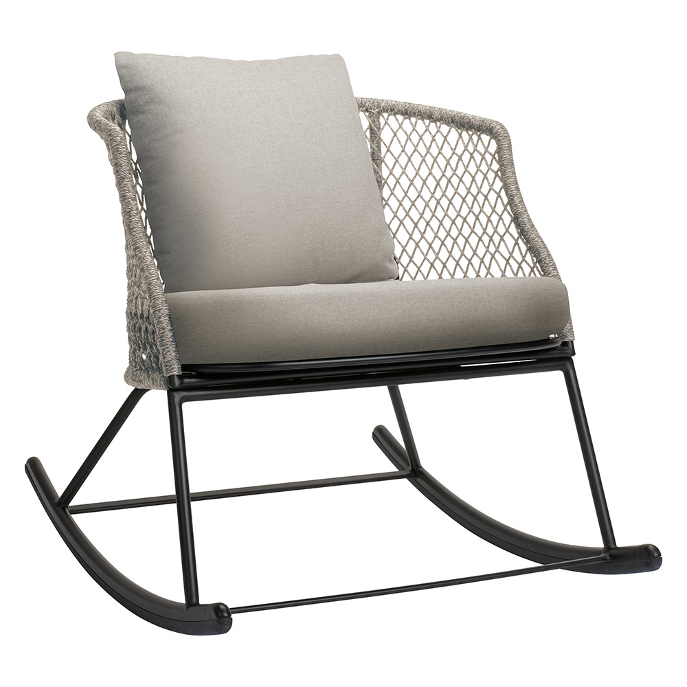 Stern Schaukelsessel Odea Aluminium schwarz matt Kordel salt Kissen 100% Polyacryl cream