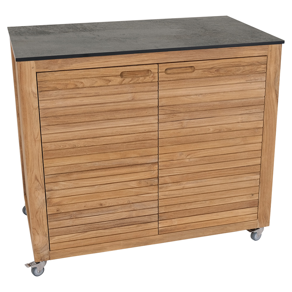 Stern Sideboard Elma 2 Türen 100x58x88 cm Teak Arbeitsplatte Silverstar Smoky
