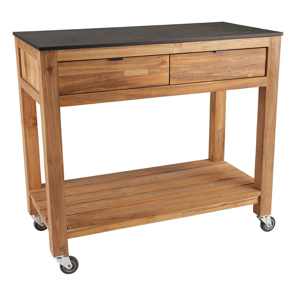 Stern Sideboard Hilda 2 Schubladen 100x50x90 cm Old Teak Arbeitsplatte Silverstar Smoky