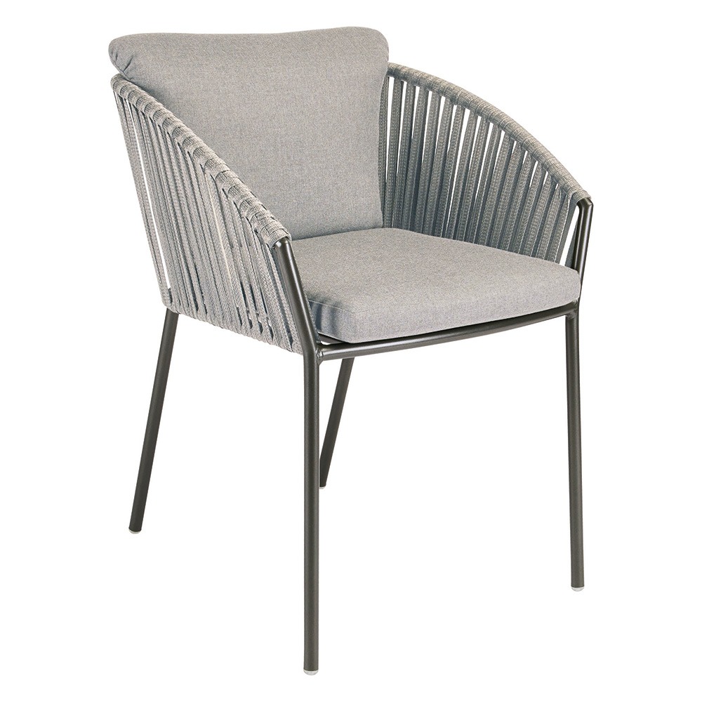 Stern Stapelsessel Cliff Aluminium anthrazit Gurt salt Textilen silber Kissenset 100% Polyacryl Macchiato