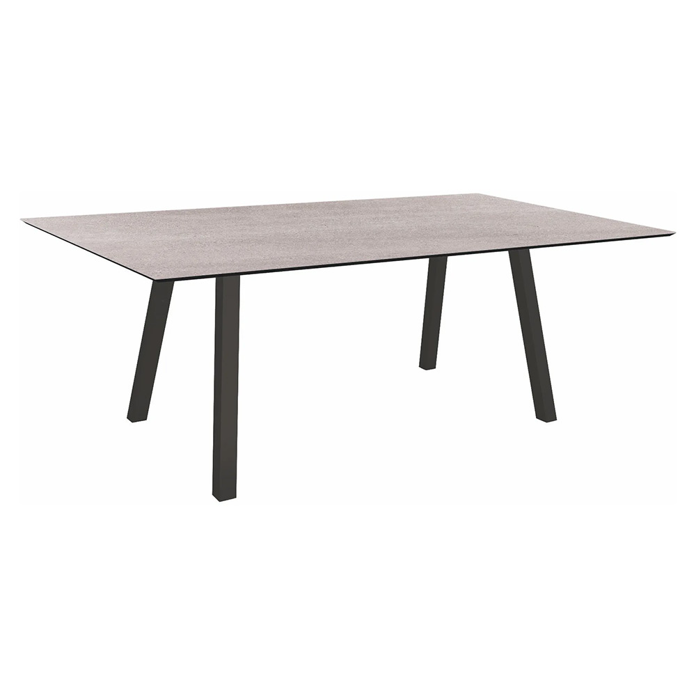 Stern Tisch 180x100cm Interno Vierkantrohr Aluminium schwarz matt Tischplatte Silverstar 2.0 Stone light