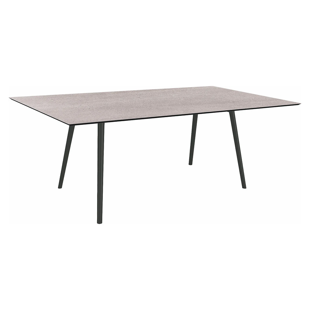 Stern Tisch 180x100cm Interno Rundrohr konisch Aluminium schwarz matt/Tischplatte Silverstar 2.0 Stone light