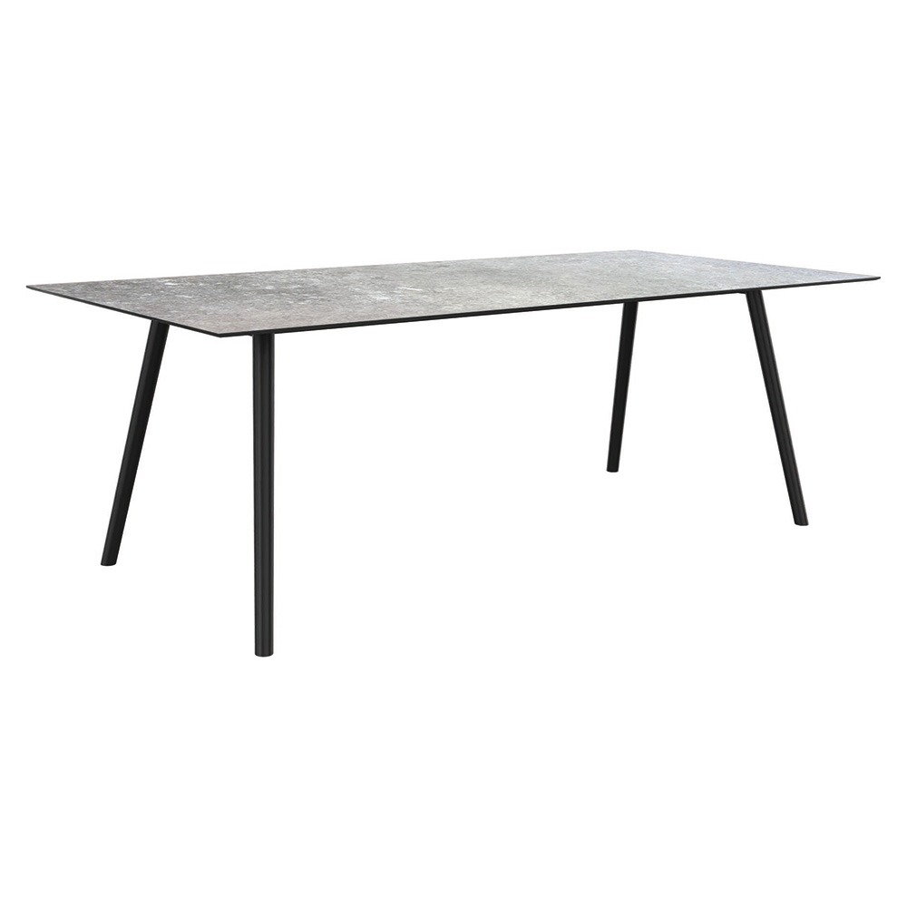 Stern Tisch 220x100cm Interno Rundrohr konisch Alum. anthrazit/Tischplatte Silverstar 2.0 Vintage stone