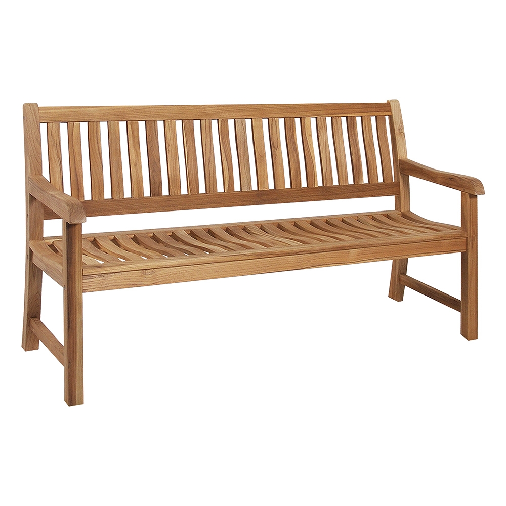 Zebra President Bank 130 cm Massives Teak, ergonomischer Rücken, 2-Sitzer, Edelstahlbeschläge