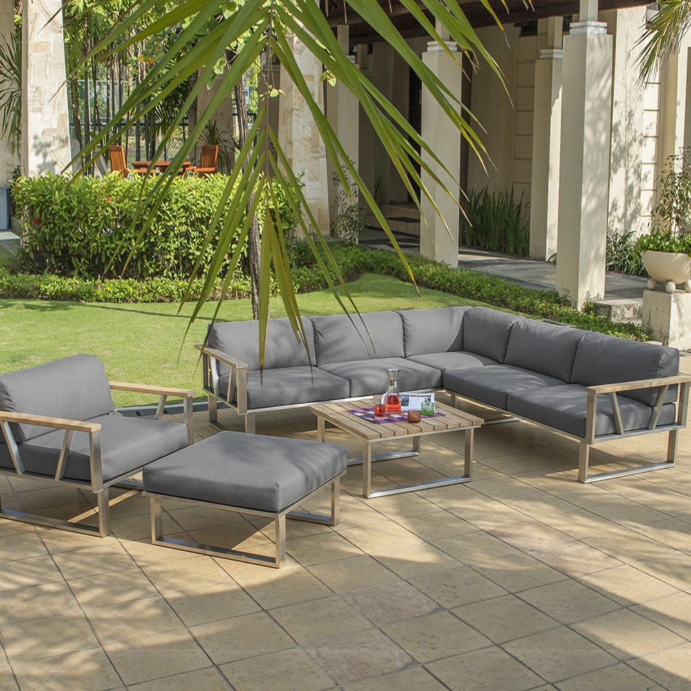 Zebra Belvedere Lounge medium grey Set mit Kissen Tuva tweed grey inkl. Schutzhülle