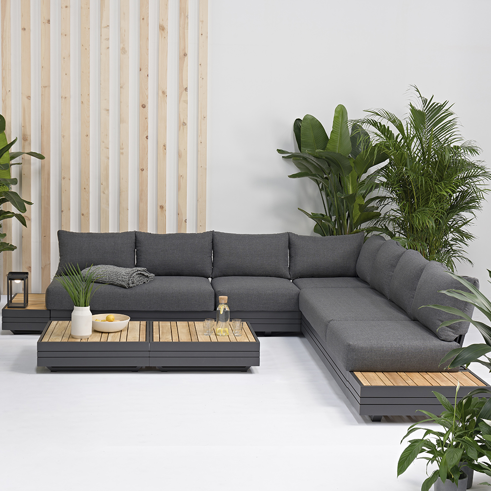 Zebra Cubo Neo Loungeset von Zebra 7-tlg. Aluminium graphit inkl. wasserdichte Kissen sutton grey