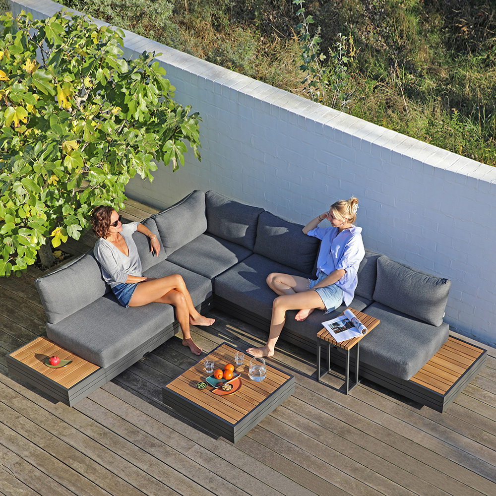 Zebra Cubo Neo Loungeset 7-teilig Alu graphit inkl. wasserdichte Kissen sutton grey