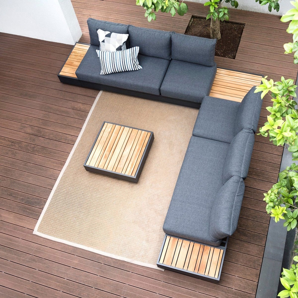 Zebra Cubo Neo Loungeset von Zebra 6-tlg. Aluminium graphit inkl. wasserdichte Kissen sutton grey