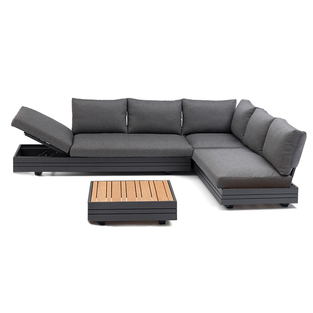 Zebra Cubo Neo 4-teilig Loungeset Alu graphit inkl. wasserdichte Kissen  mit 3-Sitzer, 2-Sitzer, Ecke und Kaffeetisch