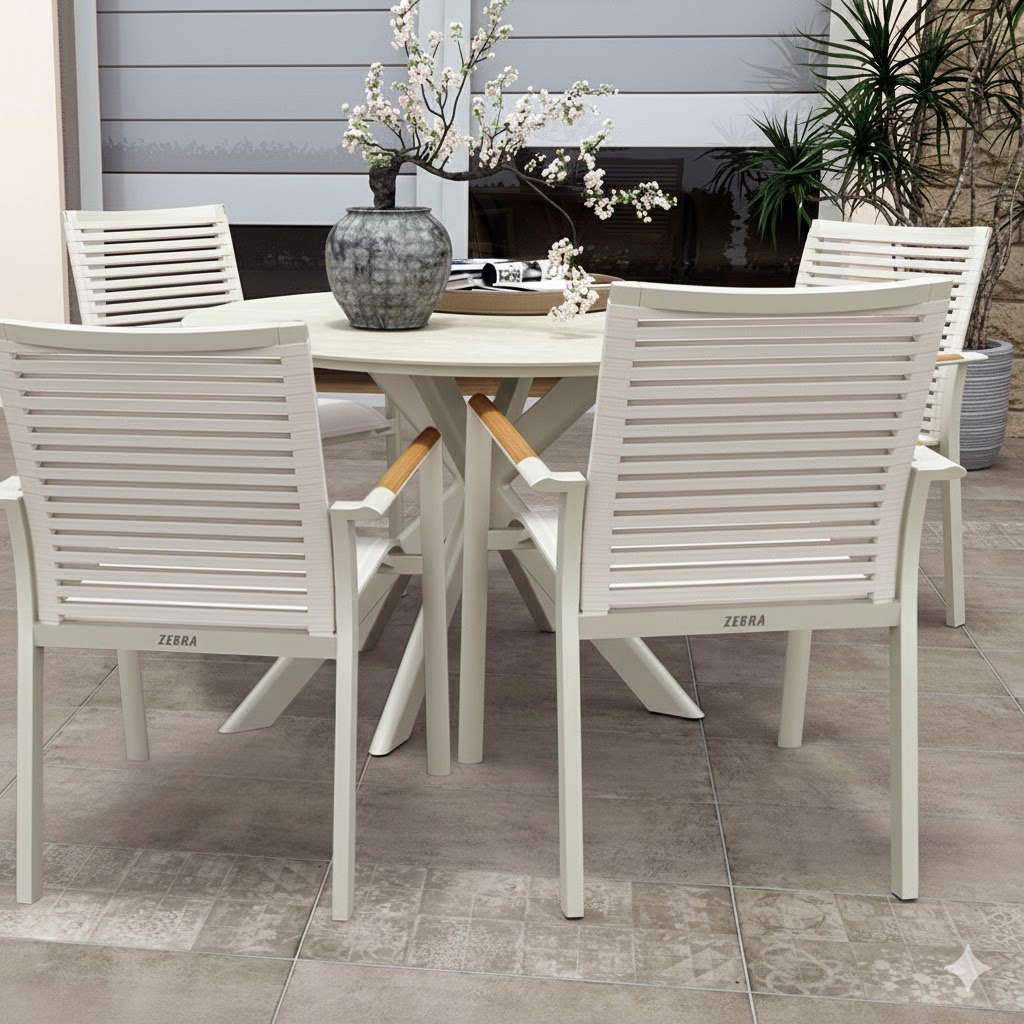 Zebra Gartenmöbel -Set rund 5-teilig