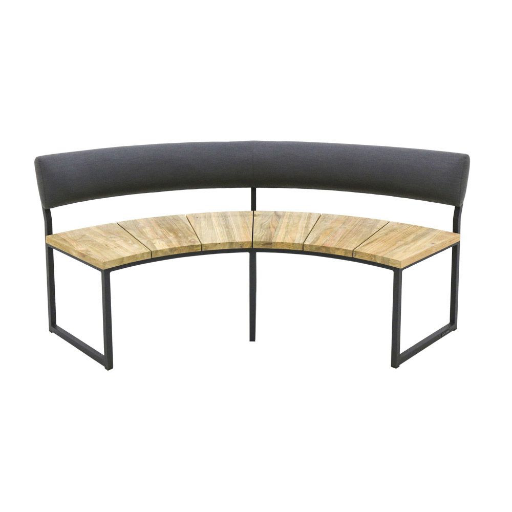 Zebra Onyx Alu Bank Aluminiumgestell graphite, recyceltes Teak gebürstet, wasserdichtes Tuvatextil, turmalin grey